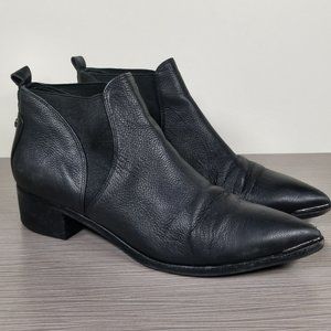 Marc Fisher Pointed Toe Chelsea Boot, Black Leather, Womens Size 8 M